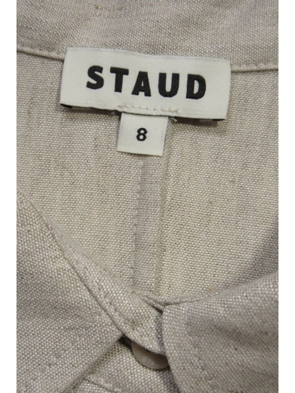 NWT Staud Joan in Natural Beige Stretch Linen Maxi Shirt Dress 8 $395 - Picture 8 of 8